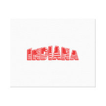 Red American Flag Indiana Stretched Canvas Prints