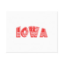 Red American Flag Iowa Stretched Canvas Print