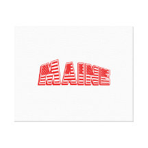 Red American Flag Maine Gallery Wrapped Canvas