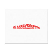 Red American Flag Massachusetts Gallery Wrap Canvas