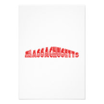 Red American Flag Massachusetts Personalized Invites