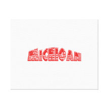Red American Flag Michigan Stretched Canvas Prints
