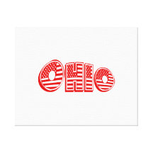 Red American Flag Ohio Gallery Wrap Canvas