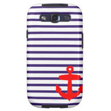 Red Anchor and Navy Blue Sailor Stripes Samsung Galaxy S3 Cover