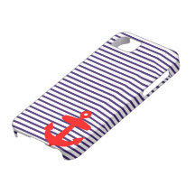Iphonenavy Blue Case on Red Anchor And Navy Blue Sailor Stripes Iphone 5 Covers