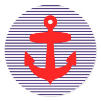 Red Anchor with Blue Sailor Stripes Sticker
