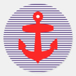 Red Anchor with Blue Sailor Stripes Sticker
