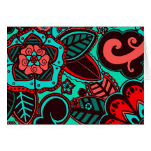 Red and Aqua Floral Cards