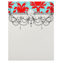 red and aqua lovely formal damask letterhead design