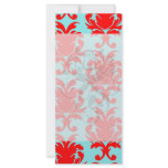 red and aqua lovely formal damask personalized rack card