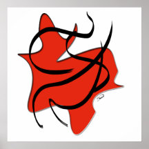 Red and Black Abstract Poster
