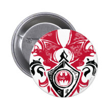 Red and Black Bat Stamp Crest Button