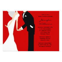 Red and Black Bride and Groom Wedding Shower invitations