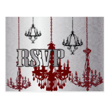 Red and Black Chandelier - RSVP Card Post Card