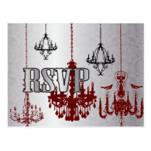 Red and Black Chandelier - RSVP Card Post Cards