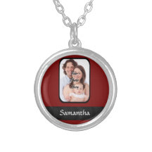 Red and black custom photo necklaces