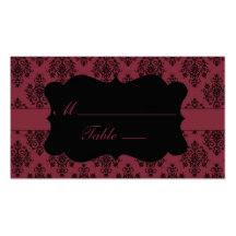 Red and Black Damask Place Cards Business Card Template