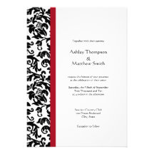 Red and Black Damask Wedding Invitations