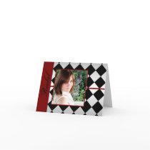 Red and Black Diamond Tile Graduation Thank You Card