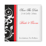 Red and Black Floral Save The Date magnets
