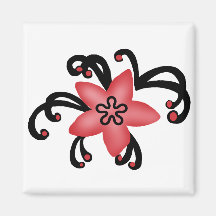 Red and black flower magnet