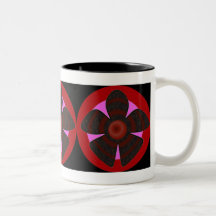 red and black flowers mugs