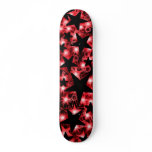 Red and Black Glowing Stars Skateboard