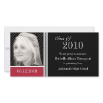 Red and Black Graduation Announcement Photo Cards