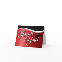 Red and Black Graduation Thank You Greeting Cards