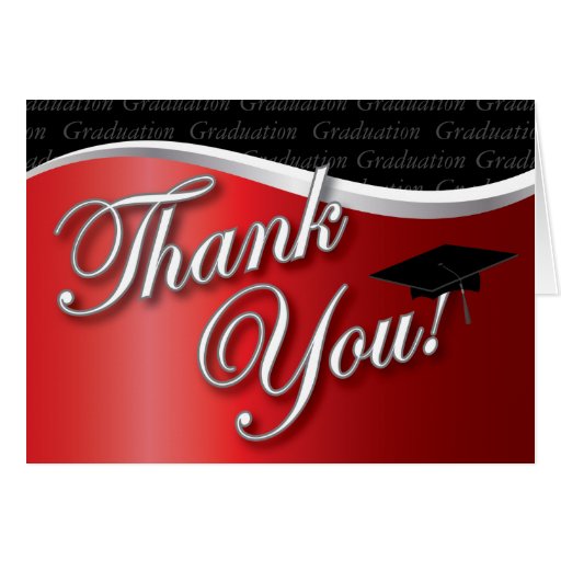 Red and Black Graduation Thank You Greeting Cards