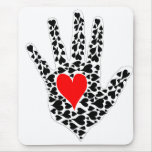 Red and black hearts hand outline mousepads