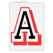 Red and Black Letter A Greeting Card