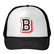 Red and Black Letter B Trucker Hats