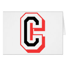 red and black letter C Card