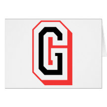 Red and Black Letter G Cards
