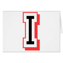 red and black letter I Greeting Card