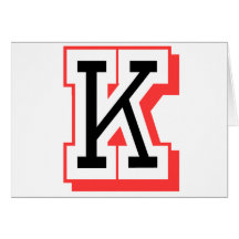red and black letter K Greeting Cards