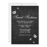Red and Black Masquerade Sweet Sixteen Birthday Invites