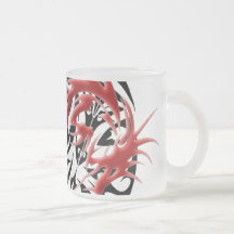 Red and Black Mosaic Dragon Mugs