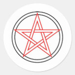 Red and Black Pentacle Round Sticker