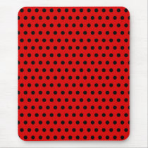 Red and Black Polka Dot Pattern. Spotty. Mouse Pads
