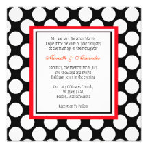 Red and Black Polka Dot Wedding Invitation