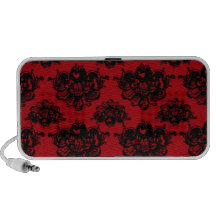 red and black romantic damask travel speaker
