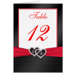 Red and Black Satin Pleats Table Number Card