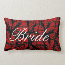 Red and Black Spiderweb Themed Bride Pillows