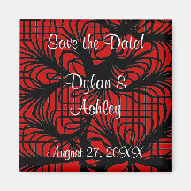 Red and Black Spiderweb Themed Save the Date! Magnet