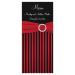 Red and Black Striped Menu Card with Faux Ribbon Custom Rack Card