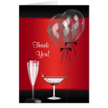 Red and Black Surprise Party Thank You Cards