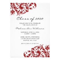 Red and Black Swirl Graduation Announcement invitations