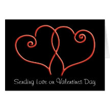 Red and Black Swirl Hearts Valentines Cards